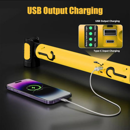 LED Magnetic Work Light Rechargeable Underhood Work Lamp with Hooks & Rotating Magnetic Base for Car Repairing Emergency